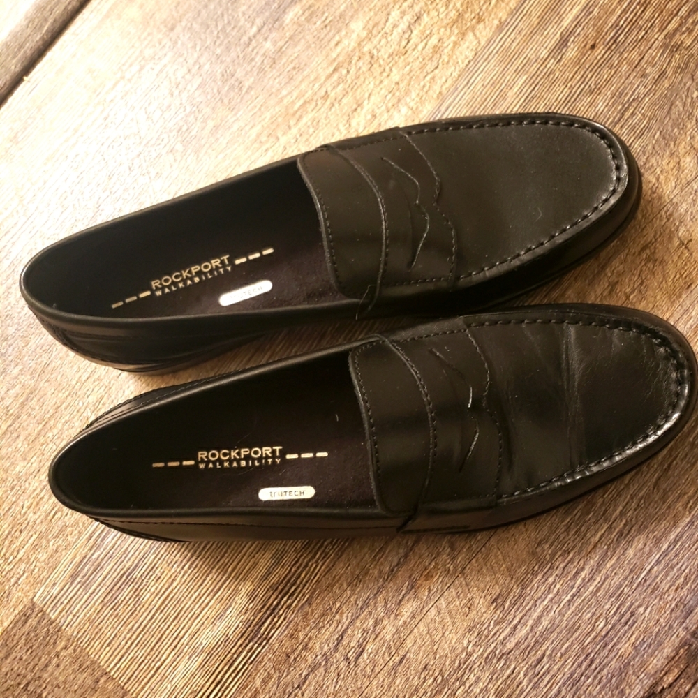 NWT Rockport Classic Black Leather Penny Loafers - Size 8 Men's